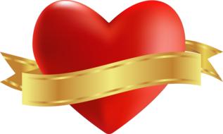 red heart with yellow ribbon