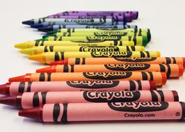 Crayons in row, drawing supplies