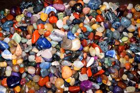 Close-up of the pile of the colorful and beautiful, shiny stones
