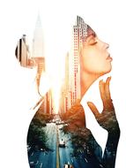 Woman Portrait and City photomontage