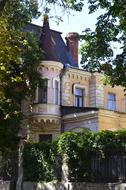 house with spiers and towers among the trees