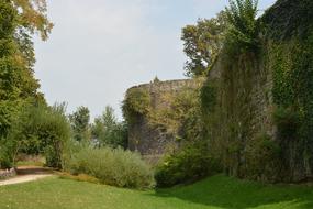 Beautiful ramparts with the fortification and green plants in Dol De Bretagne, France