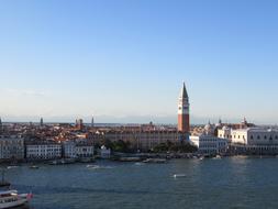 aerial view of the architecture of Venice near the water