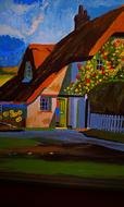 house red roof garden drawing