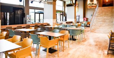 wooden chairs in the cafe