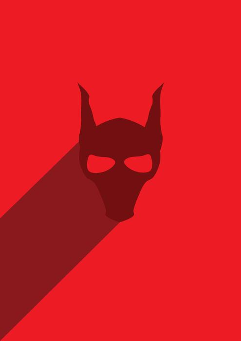 silhouette of animal skull on red background