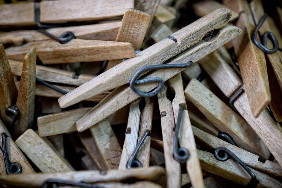photo of old wooden clothespins
