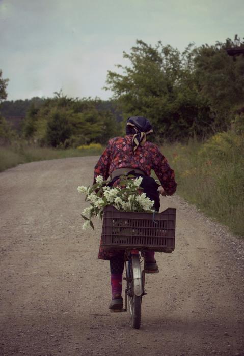 Woman Old Bike