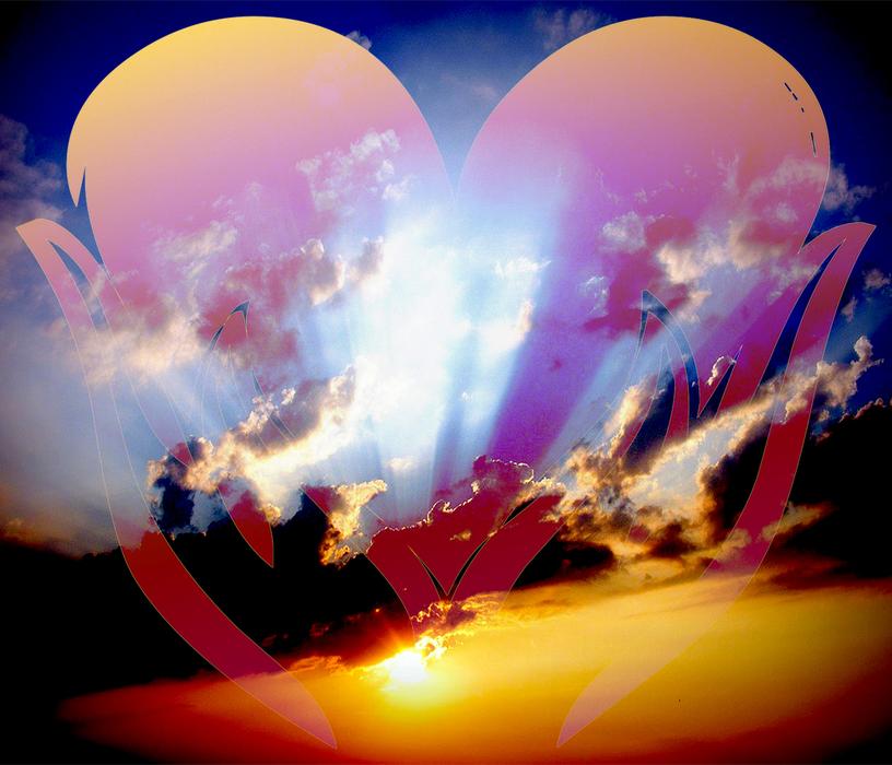 beautiful heart with light