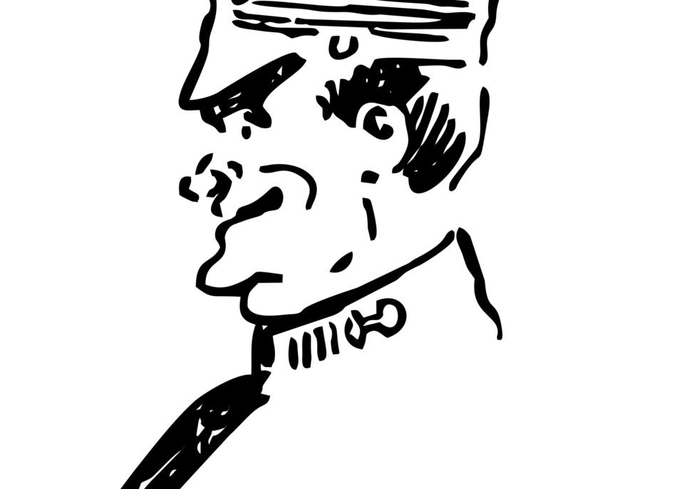 face of conductor, vintage drawing