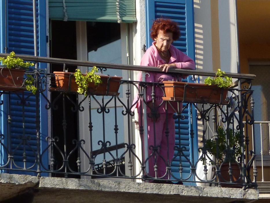 Balcony Watch Woman Old