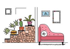 room plants ladder sofa drawing