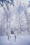 people resting in park on snowy weather