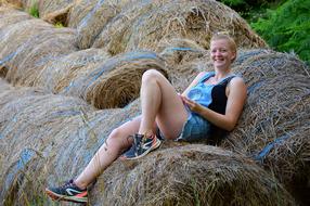 Beautiful Girl haystack