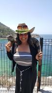 Woman with Iguana Reptile
