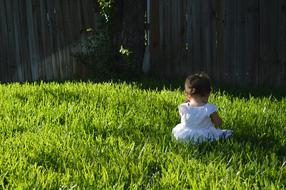 Baby Girl White dress green grass