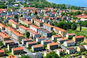 Huskvarna Lake Water and red roofs