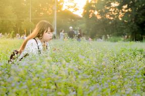 Girl and Flower and sun