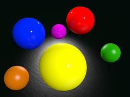 Colorful, shiny balls and light, among the darkness, clipart