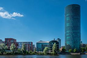 modern architecture on the waterfront in frankfurt