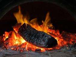 burning log on fire