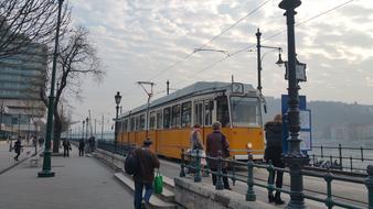 tram in the traffic of budapest