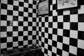 Black And White Tiles Squares Cafe