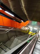 escalators in the metro tunnel in Madrid, Spain