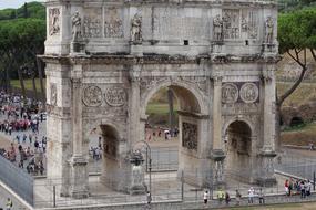 panoramic view of the Arc de Triomphe of Constantine in rome