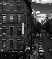 new york street in black and white background