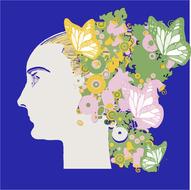 vintage woman butterfly hair