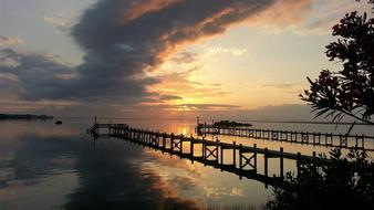 scenic view of Pier at Sunset