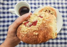 Breakfast with sweet pastries and coffee