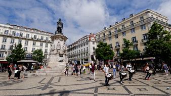 people on square in Lisbon Portugal