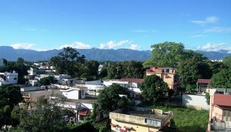 panoramic view of the village near the hills