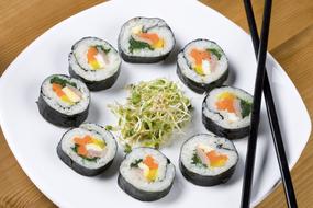 fish rolls on a plate