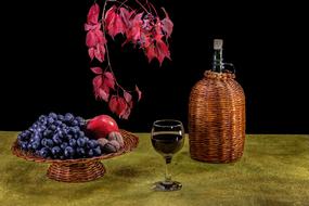 Wine Grapes and Bunch Of Glass
