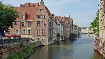 architecture near a water channel in Ghent
