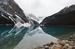 beautiful lake in the mountain rocks