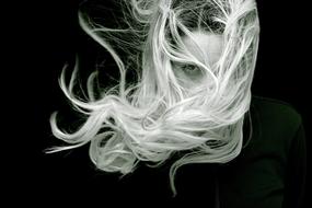 portrait of windy hair girl