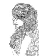 woman girl coloring book