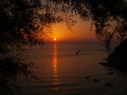 Sea at red Sunset scenery