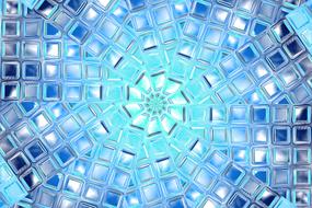 blue background, tiled glass, glow