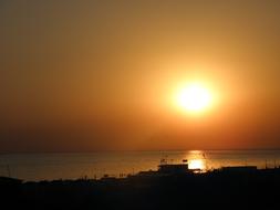A bright sunset on the sea