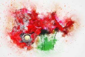red background with flowers view