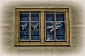 Drawing of the beautiful and colorful window of the old house