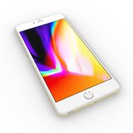 Beautiful, shiny, white "Iphone 8" with the colorful screen, clipart