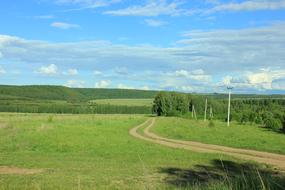 winding trail in rural Landscape, Russia