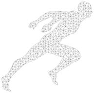 man running geometric art