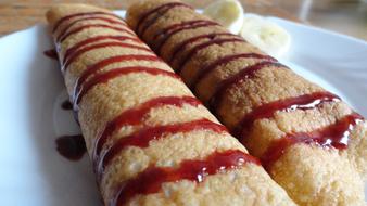 delicious pancakes with strawberry jam